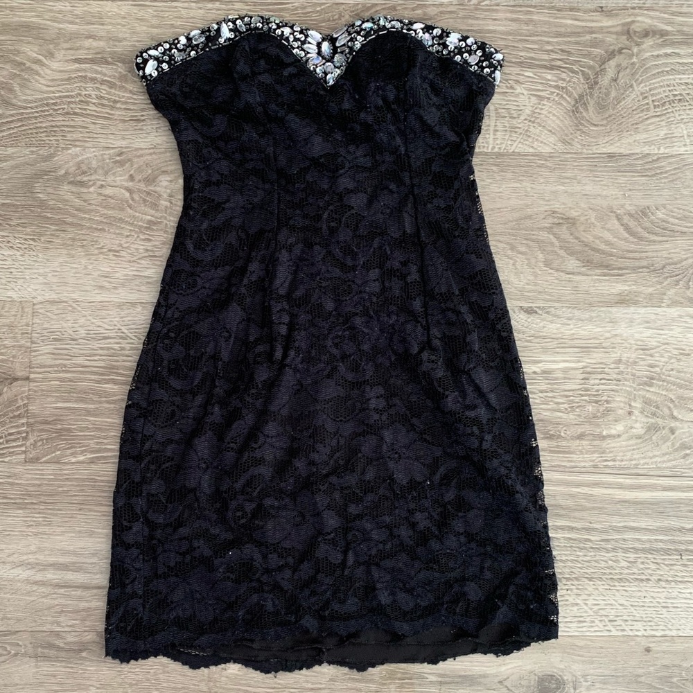 B Darlin Black Lace Mini Dress